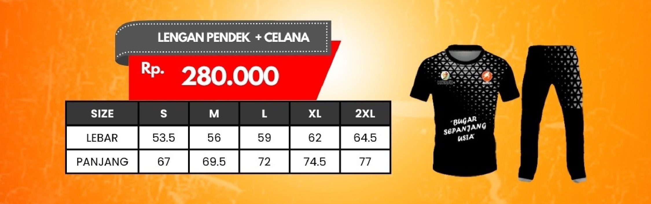 Jersey Lengan Pendek + Celana Hitam